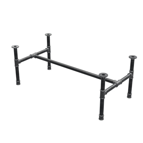 Coffee table base, H-frame, cast iron and steel Ø 34 mm, 112 × 56 cm, height 42 cm