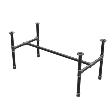 Coffee table base, H-frame, cast iron and steel Ø 34 mm, 112 × 56 cm, height 52 cm