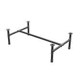 Coffee table base, H-frame, cast iron and steel Ø 34 mm, 112 × 66 cm, height 32 cm