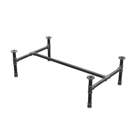 Coffee table base, H-frame, cast iron and steel Ø 34 mm, 112 × 66 cm, height 32 cm