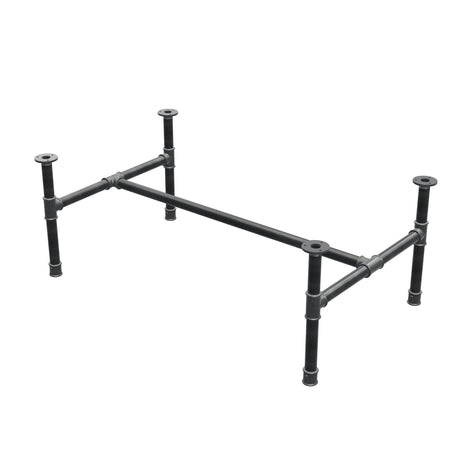 Coffee table base, H-frame, cast iron and steel Ø 34 mm, 112 × 66 cm, height 42 cm