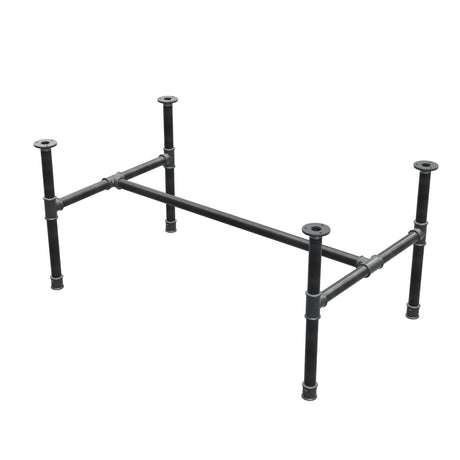 Coffee table base, H-frame, cast iron and steel Ø 34 mm, 112 × 66 cm, height 52 cm