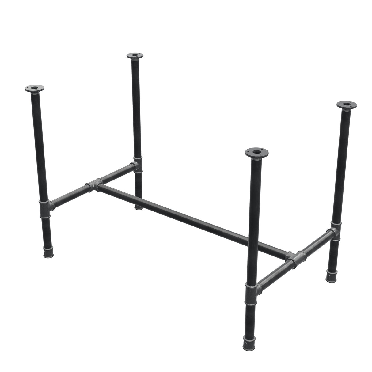 Dining table base, H-frame, cast iron and steel Ø 34 mm, 112 × 66 cm, height 75 cm