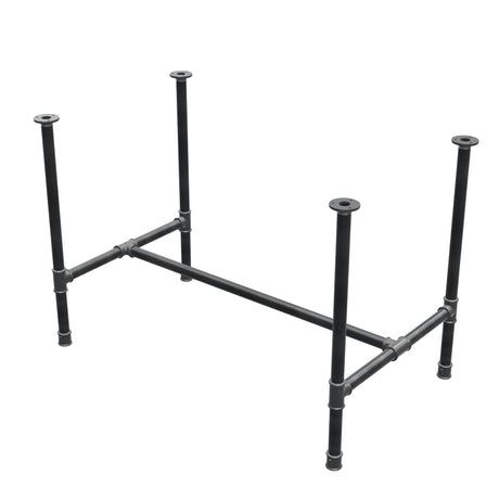 Dining table base, H-frame, cast iron and steel Ø 34 mm, 112 × 66 cm, height 75 cm