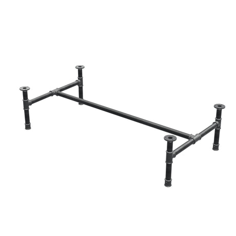 Coffee table base, H-frame, cast iron and steel Ø 34 mm, 132 × 66 cm, height 32 cm