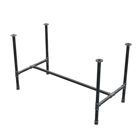 Dining table base, H-frame, cast iron and steel Ø 34 mm, 132 × 66 cm, height 75 cm