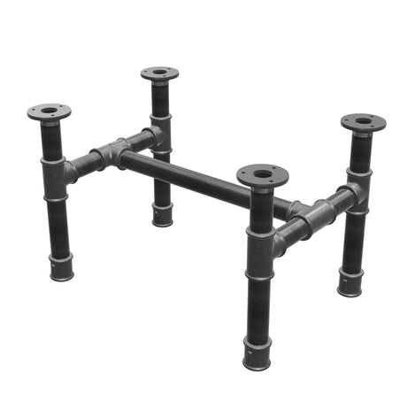 Coffee table base, H-frame, cast iron and steel Ø 34 mm, 52 × 36 cm, height 32 cm