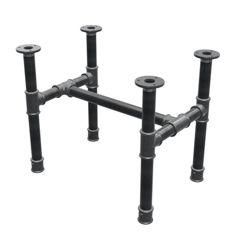 Coffee table base, H-frame, cast iron and steel Ø 34 mm, 52 × 36 cm, height 42 cm