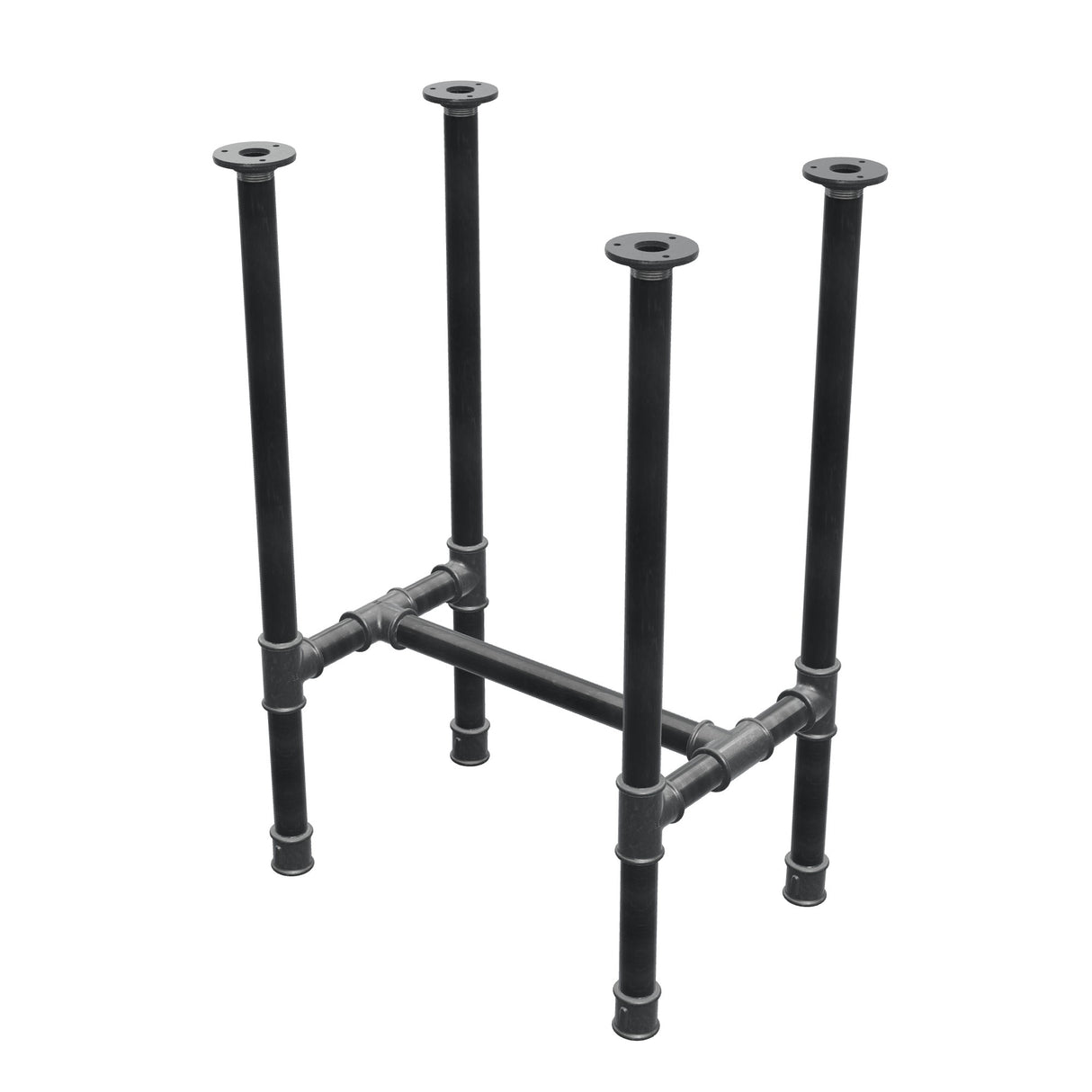 Dining table base, H-frame, cast iron and steel Ø 34 mm, 52 × 36 cm, height 75 cm