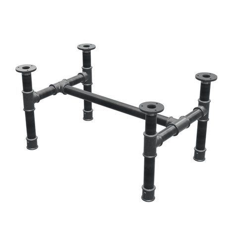 Coffee table base, H-frame, cast iron and steel Ø 34 mm, 62 × 40 cm, height 32 cm