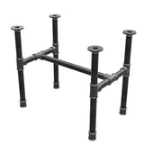 Coffee table base, H-frame, cast iron and steel Ø 34 mm, 62 × 40 cm, height 52 cm