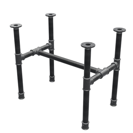 Coffee table base, H-frame, cast iron and steel Ø 34 mm, 62 × 40 cm, height 52 cm