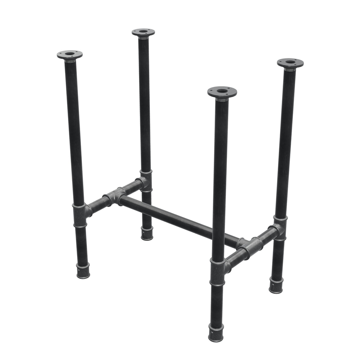 Dining table base, H-frame, cast iron and steel Ø 34 mm, 62 × 40 cm, height 75 cm
