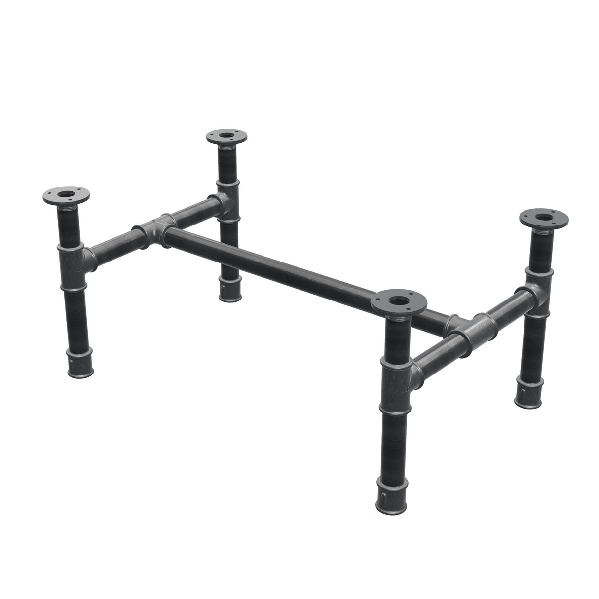 Coffee table base, H-frame, cast iron and steel Ø 34 mm, 72 × 46 cm, height 32 cm