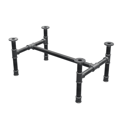 Coffee table base, H-frame, cast iron and steel Ø 34 mm, 72 × 46 cm, height 32 cm