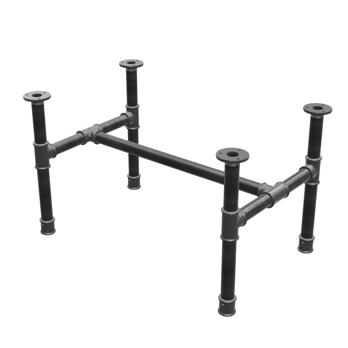 Coffee table base, H-frame, cast iron and steel Ø 34 mm, 72 × 46 cm, height 42 cm