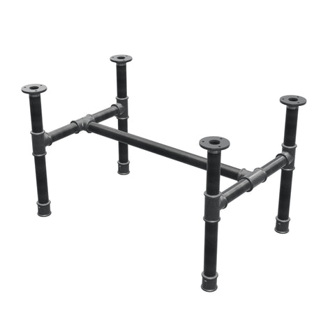 Coffee table base, H-frame, cast iron and steel Ø 34 mm, 72 × 46 cm, height 42 cm