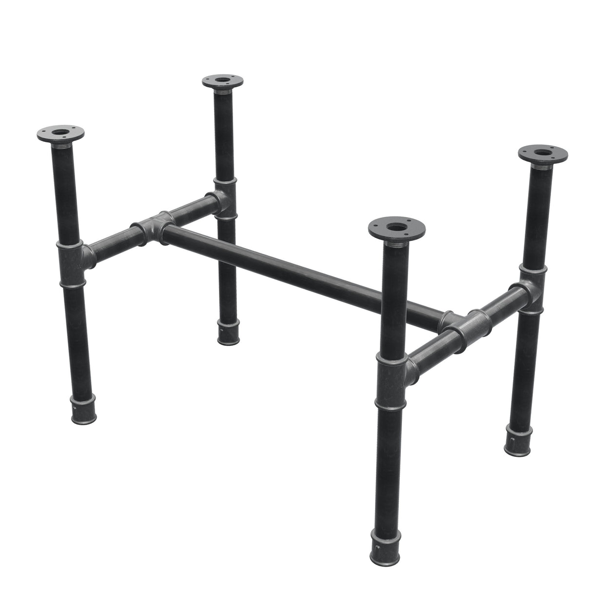 Coffee table base, H-frame, cast iron and steel Ø 34 mm, 72 × 46 cm, height 52 cm