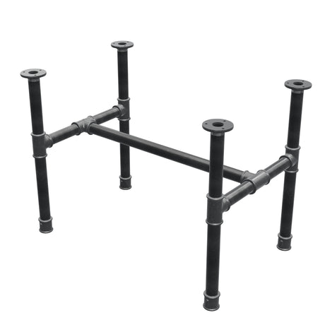 Coffee table base, H-frame, cast iron and steel Ø 34 mm, 72 × 46 cm, height 52 cm