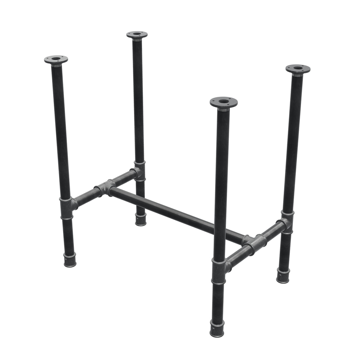 Dining table base, H-frame, cast iron and steel Ø 34 mm, 72 × 46 cm, height 75 cm