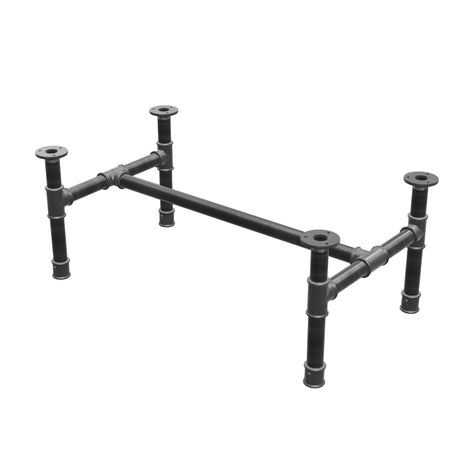 Coffee table base, H-frame, cast iron and steel Ø 34 mm, 82 × 46 cm, height 32 cm