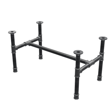 Coffee table base, H-frame, cast iron and steel Ø 34 mm, 82 × 46 cm, height 42 cm