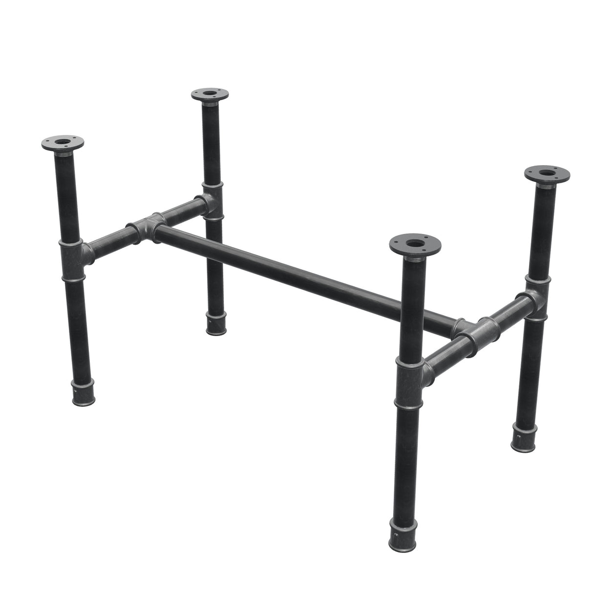Coffee table base, H-frame, cast iron and steel Ø 34 mm, 82 × 46 cm, height 52 cm