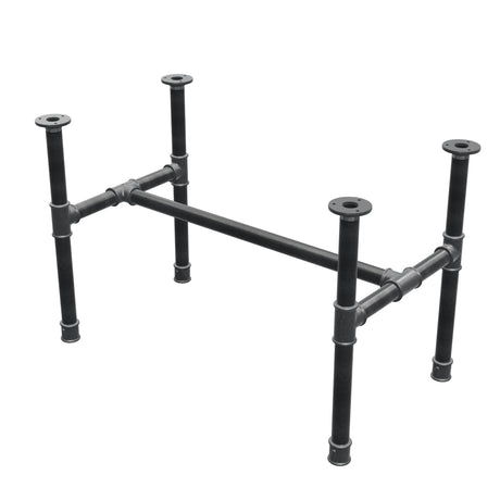 Coffee table base, H-frame, cast iron and steel Ø 34 mm, 82 × 46 cm, height 52 cm