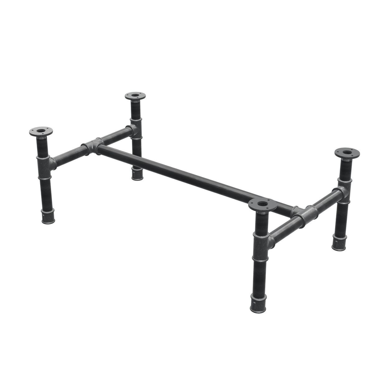 Coffee table base, H-frame, cast iron and steel Ø 34 mm, 92 × 52 cm, height 32 cm