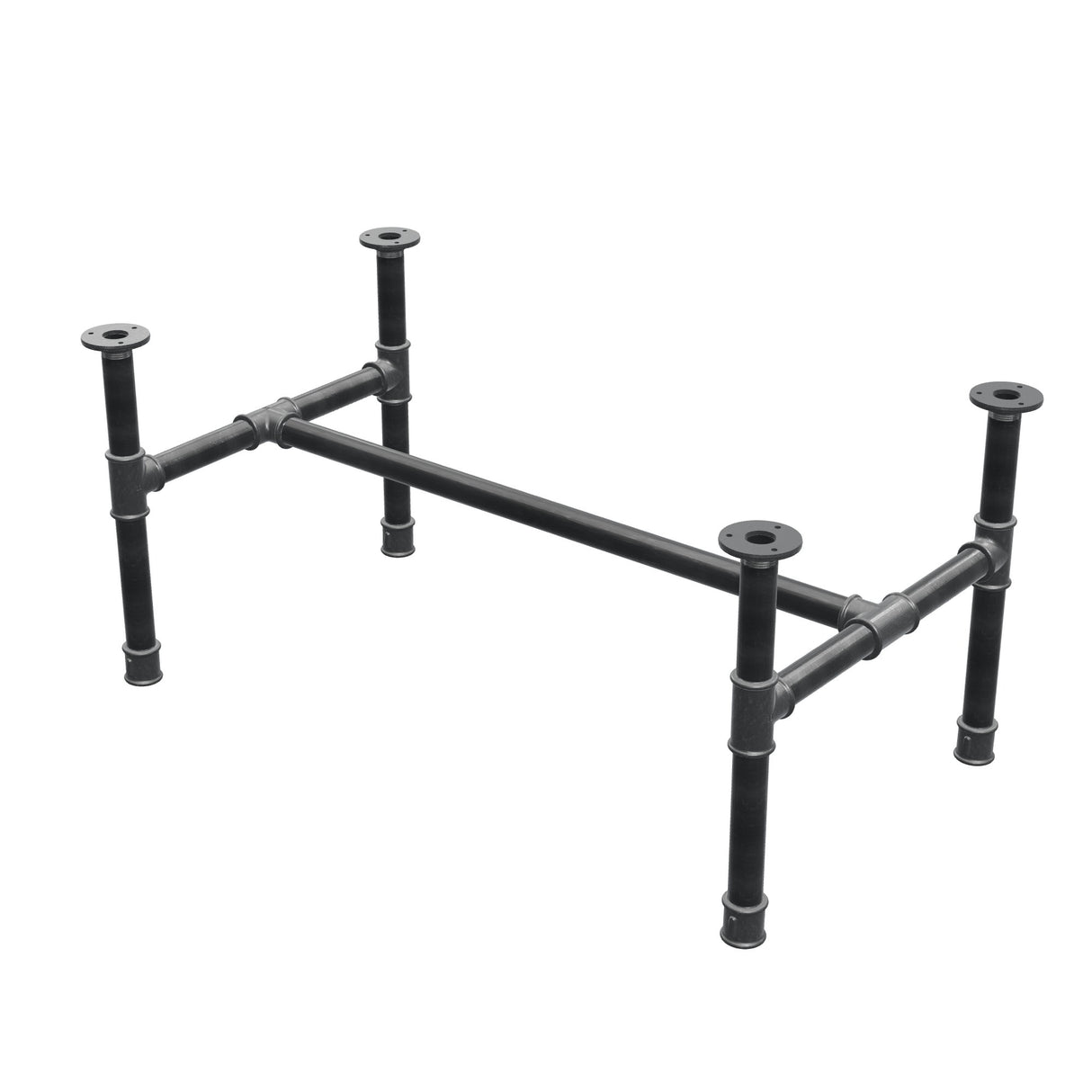 Coffee table base, H-frame, cast iron and steel Ø 34 mm, 92 × 52 cm, height 42 cm