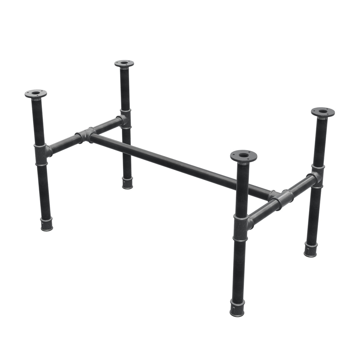Coffee table base, H-frame, cast iron and steel Ø 34 mm, 92 × 52 cm, height 52 cm