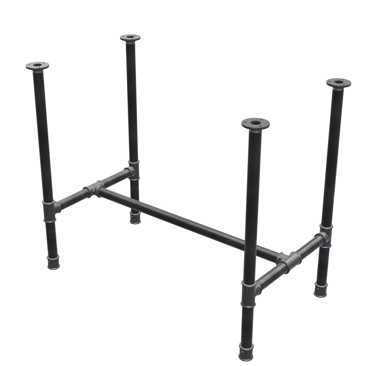 Dining table base, H-frame, cast iron and steel Ø 34 mm, 92 × 52 cm, height 75 cm