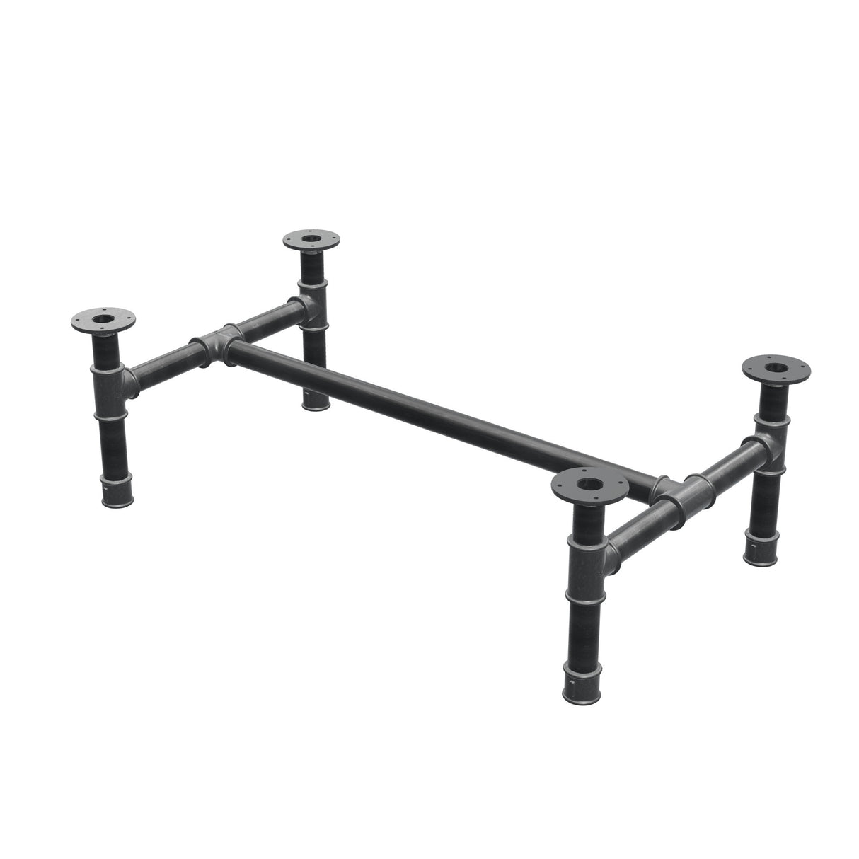 Coffee table base, H-frame, cast iron and steel Ø 42 mm, 106 × 61 cm, height 34 cm