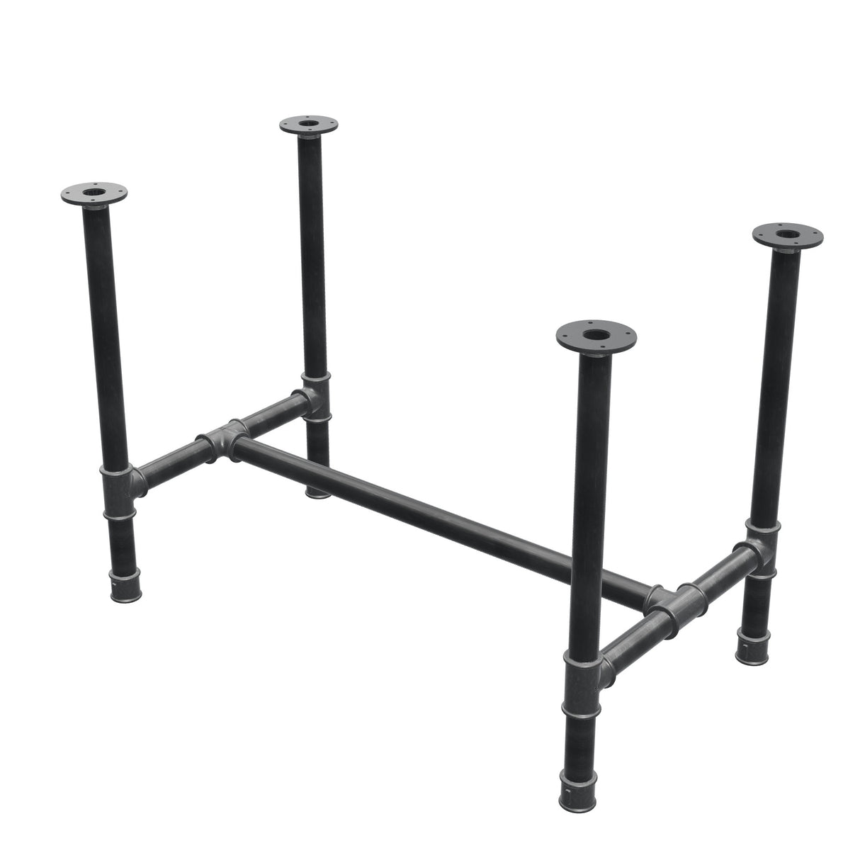 Dining table base, H-frame, cast iron and steel Ø 42 mm, 106 × 61 cm, height 74 cm