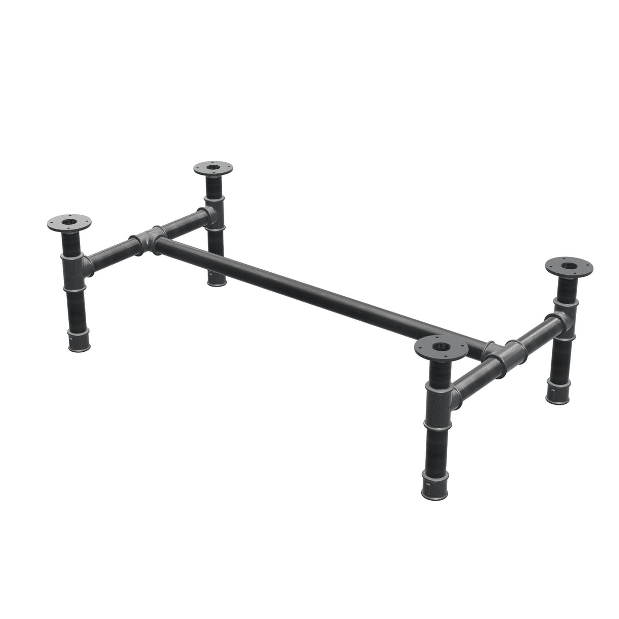 Coffee table base, H-frame, cast iron and steel Ø 42 mm, 116 × 61 cm, height 34 cm