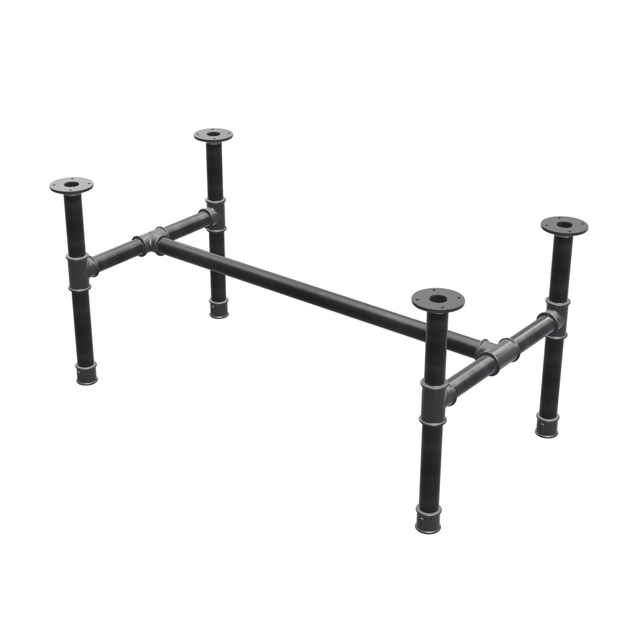 Coffee table base, H-frame, cast iron and steel Ø 42 mm, 116 × 61 cm, height 54 cm