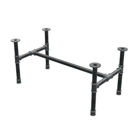 Coffee table base, H-frame, cast iron and steel Ø 42 mm, 116 × 61 cm, height 54 cm