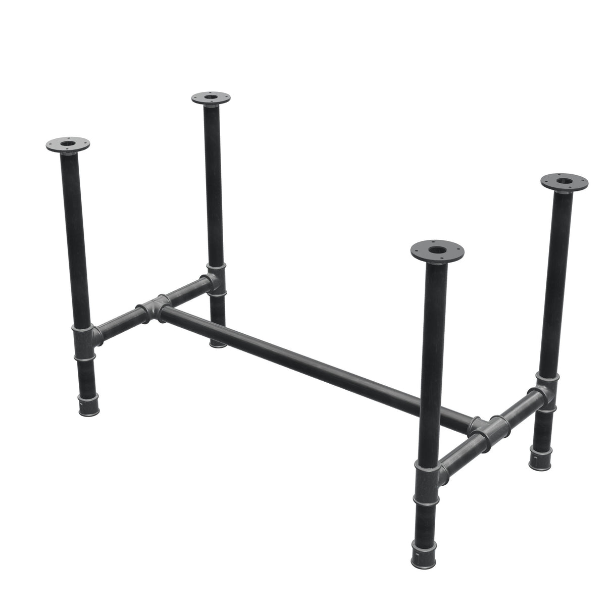 Dining table base, H-frame, cast iron and steel Ø 42 mm, 116 × 61 cm, height 74 cm