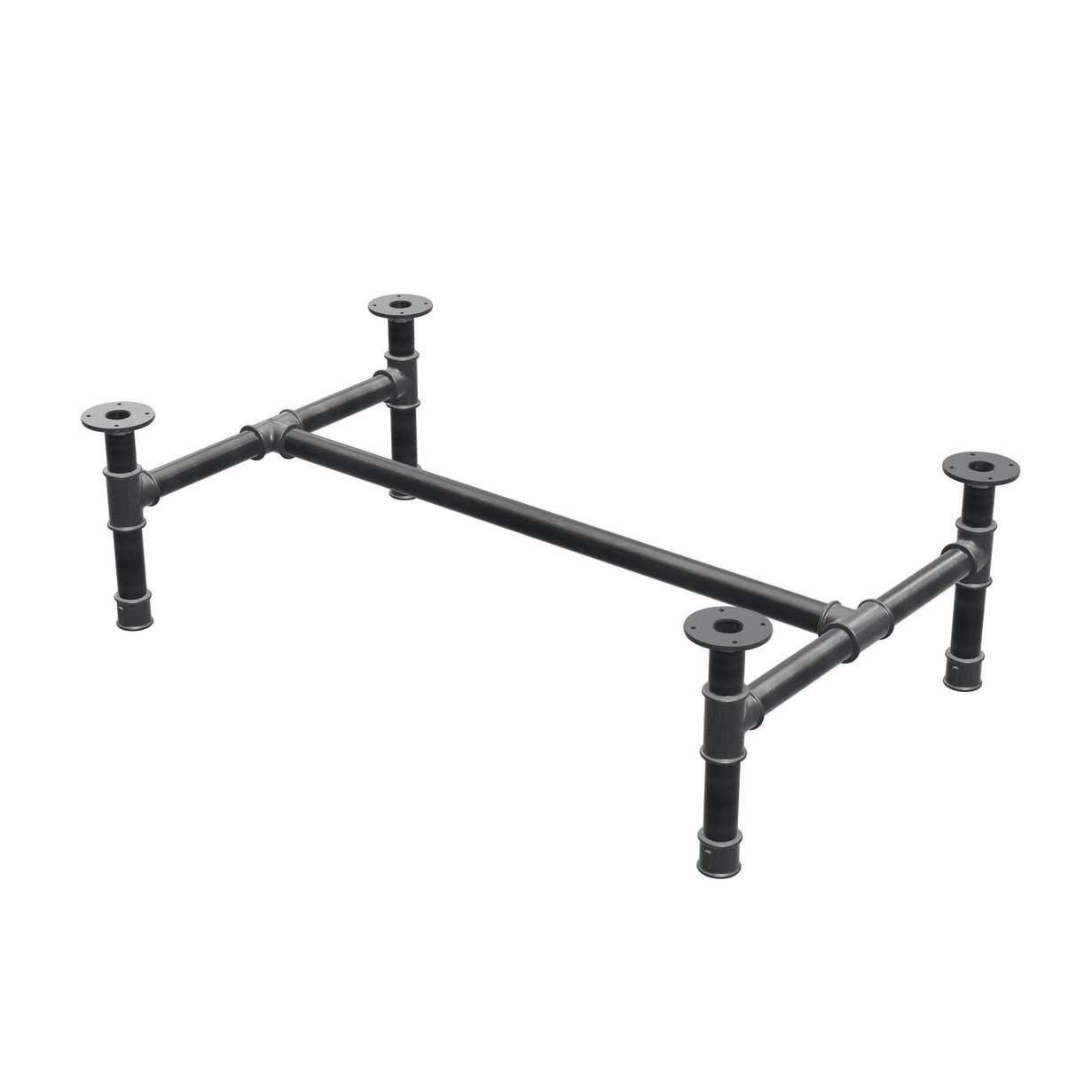 Coffee table base, H-frame, cast iron and steel Ø 42 mm, 116 × 71 cm, height 34 cm