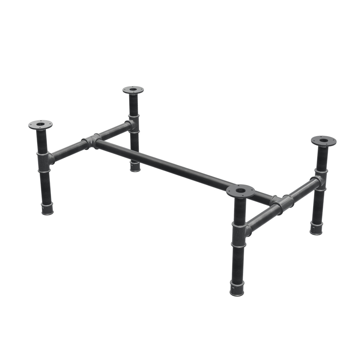 Coffee table base, H-frame, cast iron and steel Ø 42 mm, 116 × 71 cm, height 44 cm