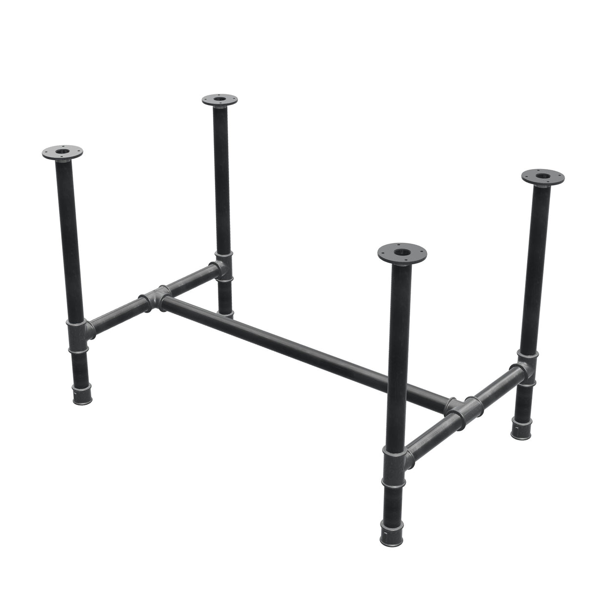Dining table base, H-frame, cast iron and steel Ø 42 mm, 116 × 71 cm, height 74 cm