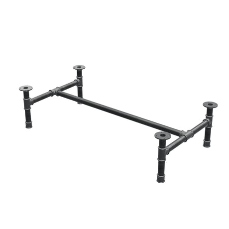 Coffee table base, H-frame, cast iron and steel Ø 42 mm, 136 × 71 cm, height 34 cm