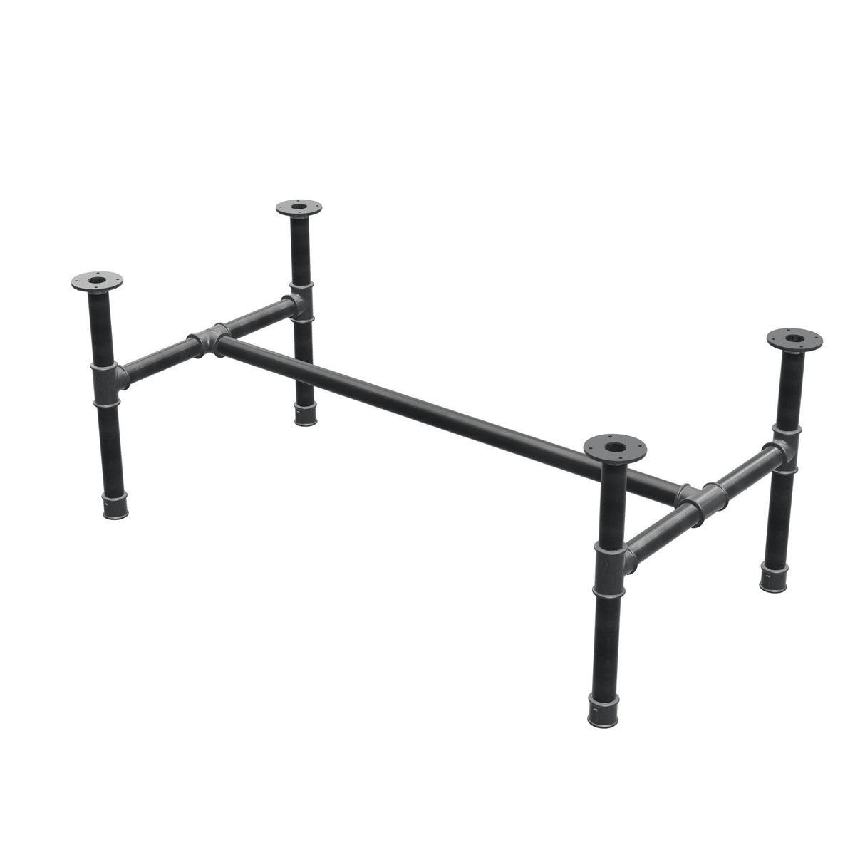 Coffee table base, H-frame, cast iron and steel Ø 42 mm, 136 × 71 cm, height 54 cm