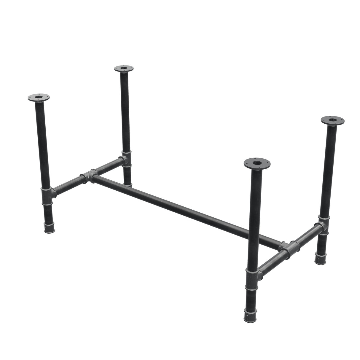 Dining table base, H-frame, cast iron and steel Ø 42 mm, 136 × 71 cm, height 74 cm