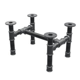 Coffee table base, H-frame, cast iron and steel Ø 42 mm, 56 × 41 cm, height 34 cm