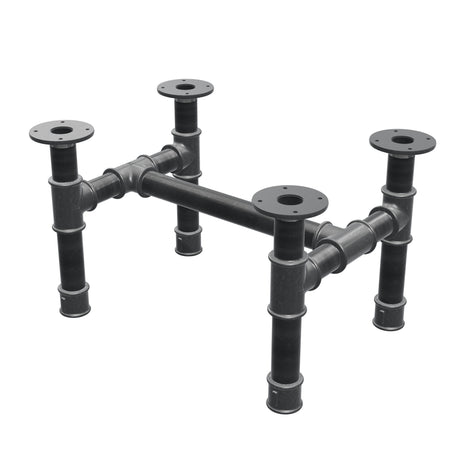 Coffee table base, H-frame, cast iron and steel Ø 42 mm, 56 × 41 cm, height 34 cm