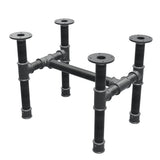 Coffee table base, H-frame, cast iron and steel Ø 42 mm, 56 × 41 cm, height 44 cm