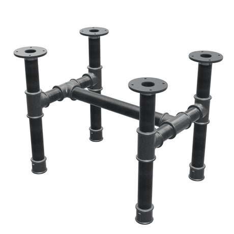 Coffee table base, H-frame, cast iron and steel Ø 42 mm, 56 × 41 cm, height 44 cm