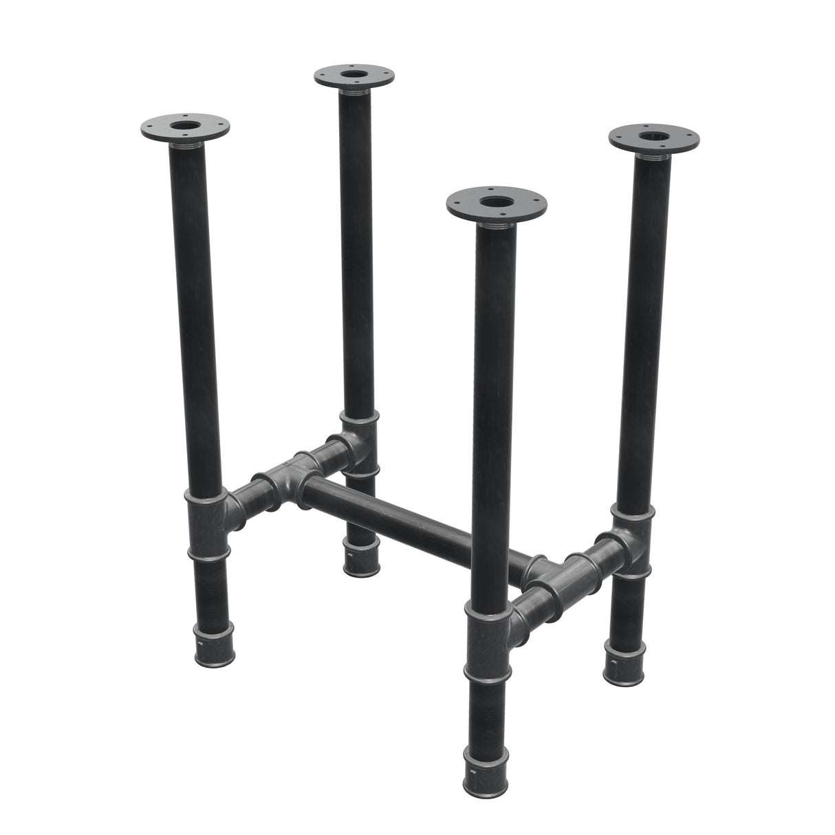 Dining table base, H-frame, cast iron and steel Ø 42 mm, 56 × 41 cm, height 74 cm