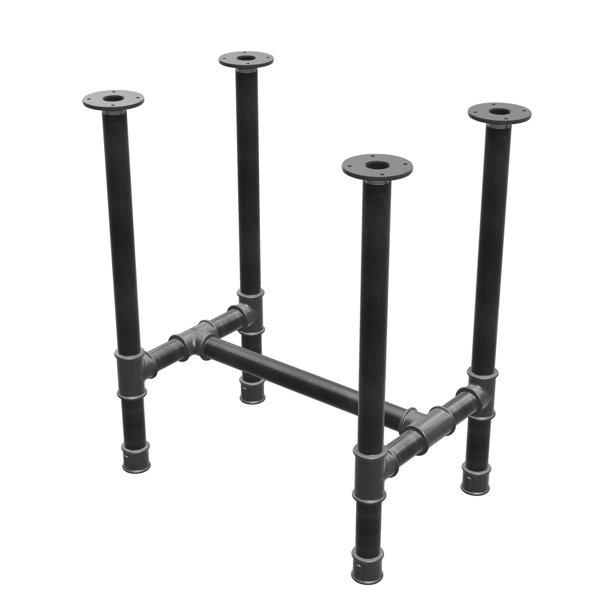 Dining table base, H-frame, cast iron and steel Ø 42 mm, 66 × 45 cm, height 74 cm